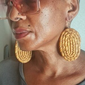 Chic Woven Brown Earrings